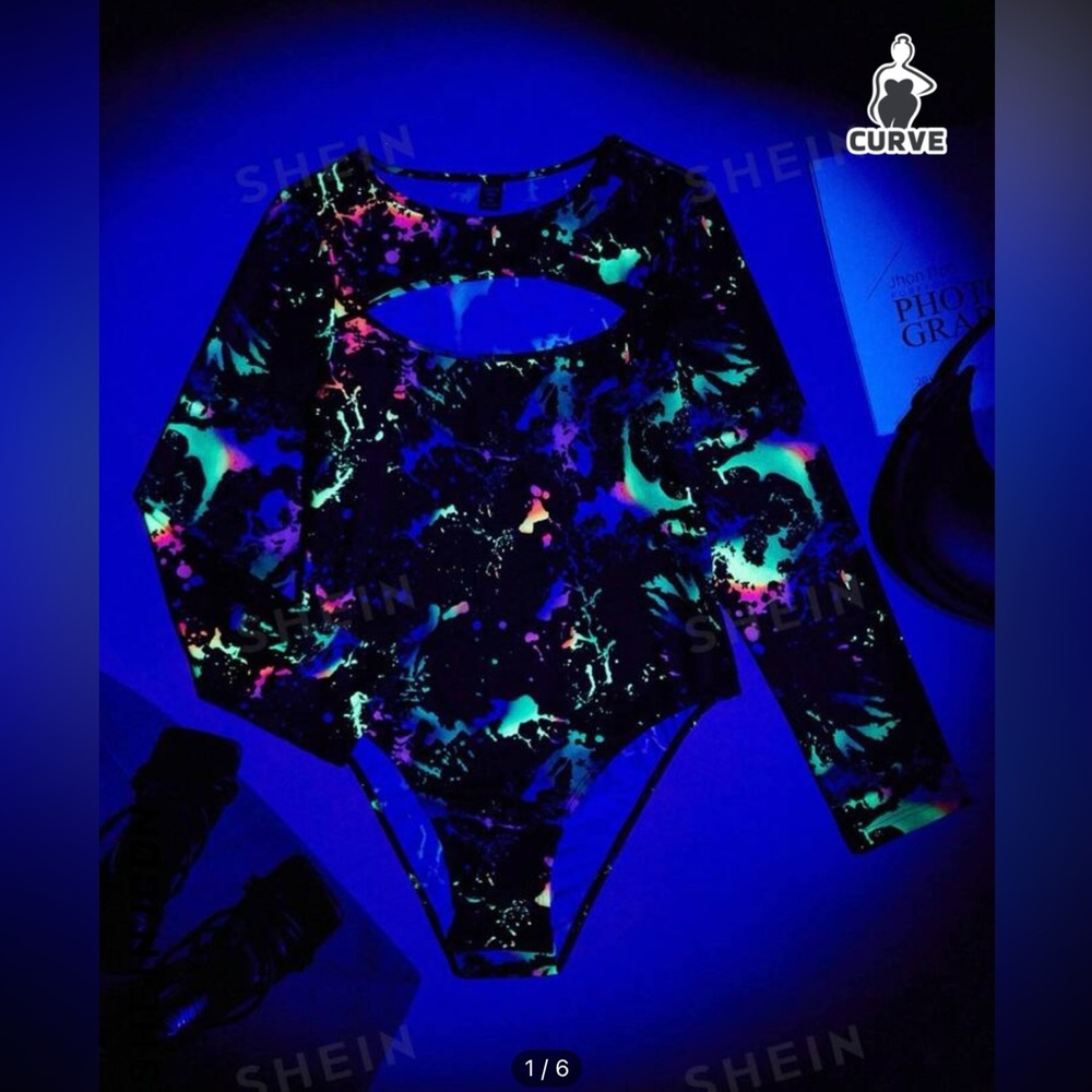 Neon glow in the dark bodysuit